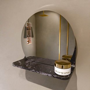 MONDIAZ SPOT spiegel rond 30cm met Spiegelplanchet kleur Lava.