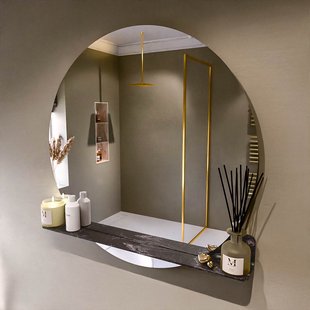 MONDIAZ SPOT spiegel rond 100cm met Spiegelplanchet kleur Lava.