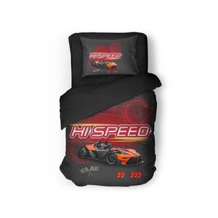 Eleganzzz Kinder Dekbedovertrek Micropercal Hi Speed - black 140x220|240cm