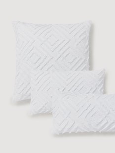 Katoenen perkal kussensloop Phil met getufte decoratie