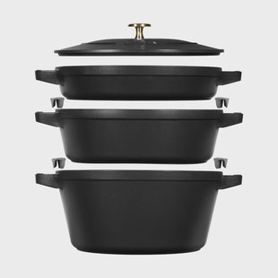 STAUB Staub kook- en pannenset stapelbaar 5-delig Zwart