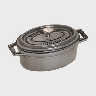 STAUB Staub La Cocotte ovale minipan gietijzer 0,25 L Grafietgrijs