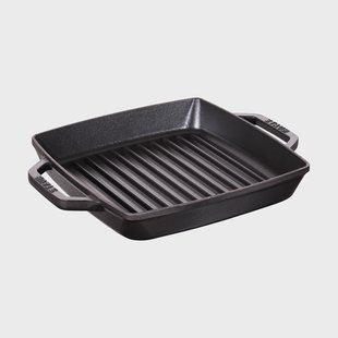 STAUB Staub Pure grillpan gietijzer vierkant zwart 23 cm