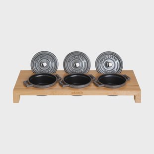 STAUB Staub serveerhouder voor 3 mini potten Bamboe