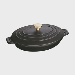 STAUB Staub ovenschaal gietijzer met deksel ovaal 23 cm Zwart