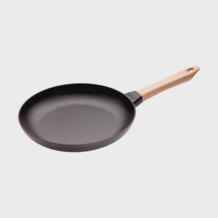 STAUB Staub gietijzeren koekenpan zwart licht houten handvat Ø28 cm