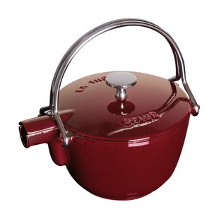 STAUB Staub theepot gietijzer rond 1,15 L Granaatrood