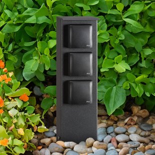 LCD Stopcontactenblok, 3-voudig, aluminium, roestvrij staal, grafiet