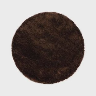 Tapeso Rond hoogpolig vloerkleed velvet - Posh donkerbruin - 200 cm