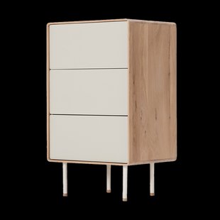 Fina drawer houten ladekast whitewash - mushroom linoleum - 60 x 100 cm