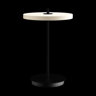 Asteria Move tafellamp pearl white met zwarte voet - Ø 20 x 31 cm
