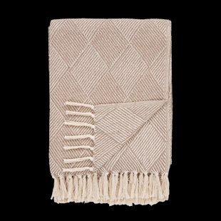 Ivory plaid beige met franjes - 180 x 130 cm