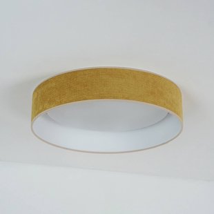 Duolla LED plafondlamp Plafond, mosterdgeel, stof, Ø 45 cm, 3-staps