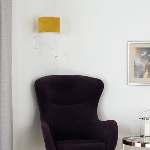 Duolla Wandlamp Roller, snoer, wit/mosterdgeel, leeslampje