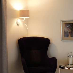 Duolla Wandlamp Roller, bouclé, wit/crème, leeslampje