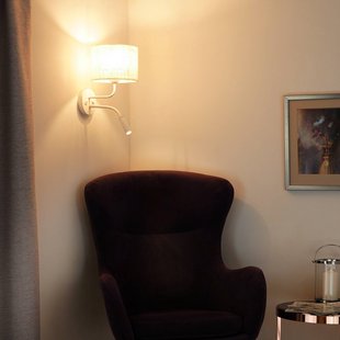 Duolla Wandlamp, jute, wit/beige, leeslampje