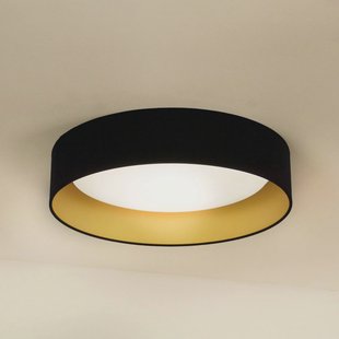 Duolla LED plafondlamp Plafond, fluweel, zwart/goud, Ø 45 cm, dimbaar