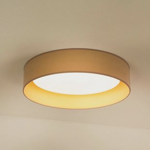 Duolla LED plafondlamp Plafond, fluweel, beige/goud, stof, Ø 45 cm, 3-staps