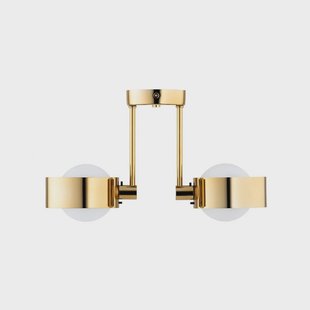 Argon Plafondlamp Mado, staal messingkleurig, glas opaal, 2-lamps.