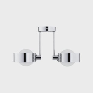 Argon Plafondlamp Mado, staal chroomkleurig, glas opaal, 2-lamps