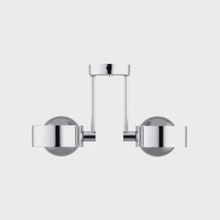 Argon Plafondlamp Mado, staal chroomkleurig, glas rookkleurig, 2-lamps