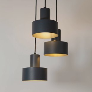 SIGMA Hanglamp Rif 3, antraciet, rond, 3-lamps, Ø 33 cm