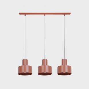 SIGMA Hanglamp Rif 3, baksteenrood, 3-lamps, lineair, staal