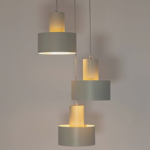 SIGMA Hanglamp Rif 3, taupe, rond, 3-lamps, Ø 33 cm, staal