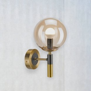 Lamkur Lighting Wandlamp Natalia, goudkleurig, Ø 15 cm, glas, E14