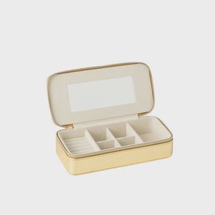 J-Line juwelendoos rechthoek + spiegel - kunstleder - goud