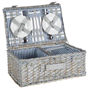 Beliani - FIGUE - Picknickmand voor 4 - Grijs - Wilgenhout