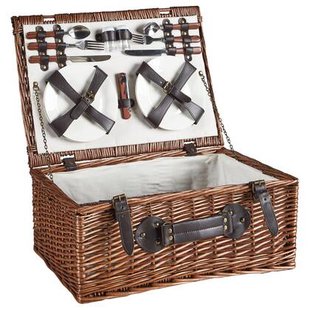 Beliani - PRUNEAU - Picknickmand voor 4 - Bruin - Wilgenhout