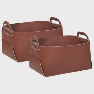 Beliani - NUZI - Opbergmanden set van 2 - Bruin - Kunstleer