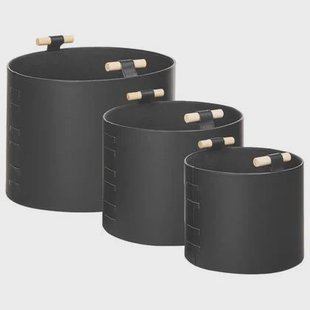 Beliani - ARAM - Opbergmanden set van 3 - Zwart - Kunstleer