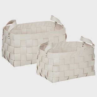 Beliani - SIPPAR - Opbergmanden set van 2 - Beige - Kunstleer