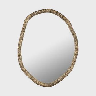 PTMD Paislie Brass Organic Shaped Mirror Round
