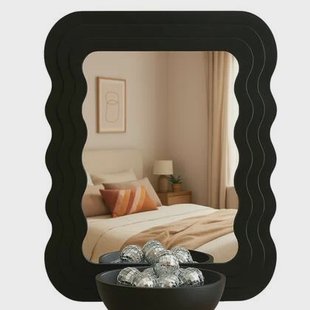 MISOU Wandspiegel Organische Vorm Wavy Spiegel Reliëf Badkamerspieg...