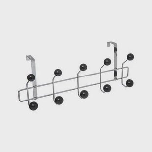 5Five Deur kapstok - zilver|zwart - 10-haaks - B44 x H17 cm