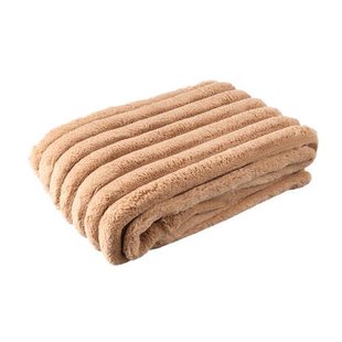 PTMD Hadi Beige Ribbed Fake Fur Plaid Small