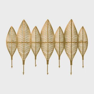 QUVIO Kapstok 7 veren en 7 haken - Metaal - Goud