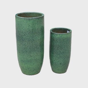 PTMD Dezzel Green Glazed Round Ceramic Pot High SV2