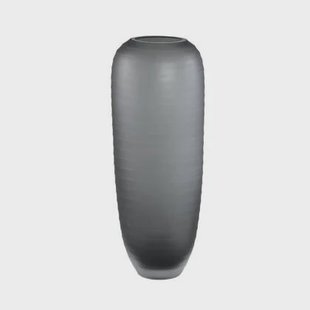 PTMD Nadah Grey Round Ribbed Glass Vase High L