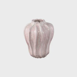 PTMD Hamish Pink Ceramic Round Wavy Shaped Vase M