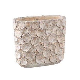 PTMD Ayisy Cream Oval Cement Pot With Coral L