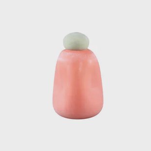 PTMD Karlie Orange Matte Glass Bulb Vase Green Top
