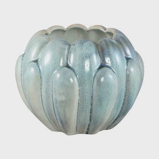 PTMD Divinder Petrol Ceramic Ribbed Pot Round L