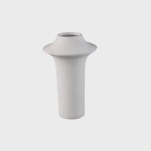 PTMD Rinder White Matt Ceramic Wide Ring Vase High L