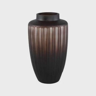 PTMD Linesa Brown Carved Glass Shaped Vase Matt S