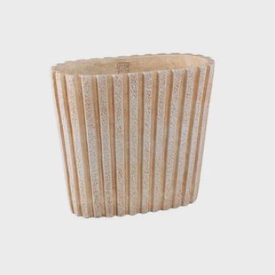 PTMD Marijus Cream Oval Cement Pot Ribbed L
