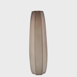 PTMD Levente Sand Carved Glass Round Vase Ribbed High